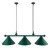 Lampara colgante metálica de 142 cm para mesa de billar con 3 sombras color verde